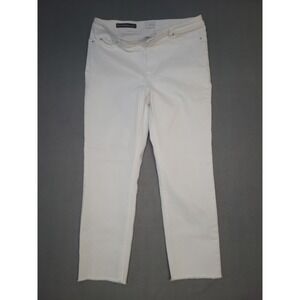 The Melrose Classic Skinny ecru White Jeans Frayed Hem Casual Denim Size 12